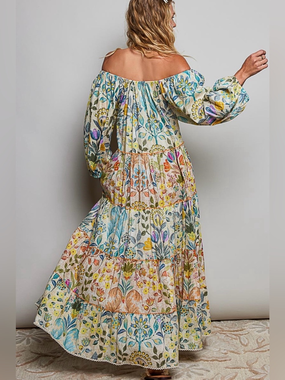 POL “ Tulum Daydream “ Maxi Off The Shoulder Dress | Floral - Picture 4 of 6